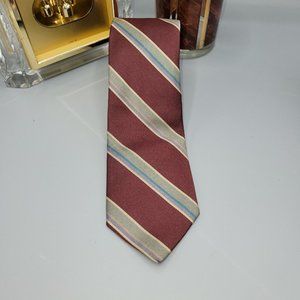 JL Roberts 6 Ply Silk Wool Striped Necktie Career Dress Mens Tie Dadcore Vintage